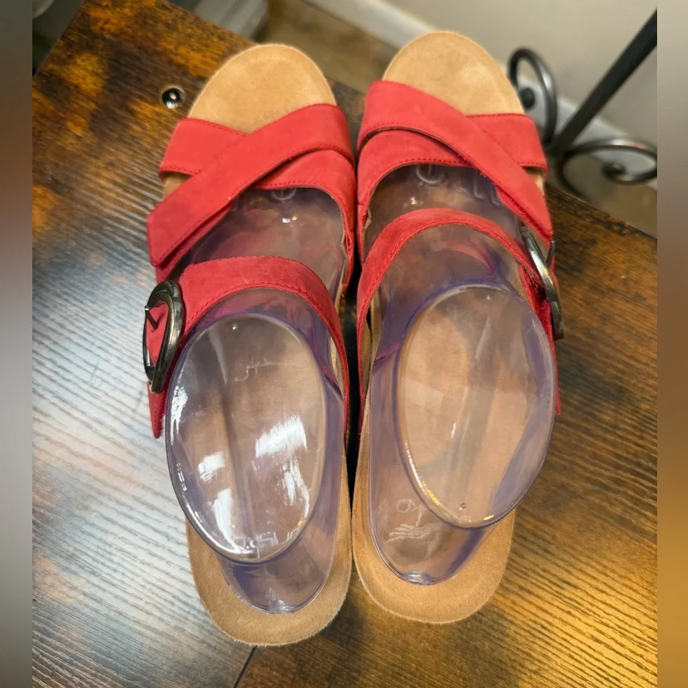 Dansko Women's Susie Milled Leather Nubuck Sandal in Red Size 42/US11.5-12